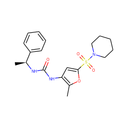 Cc1oc(S(=O)(=O)N2CCCCC2)cc1NC(=O)N[C@@H](C)c1ccccc1 ZINC000040874951