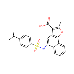 Cc1oc2c(cc(NS(=O)(=O)c3ccc(C(C)C)cc3)c3ccccc32)c1C(=O)O ZINC000003656696