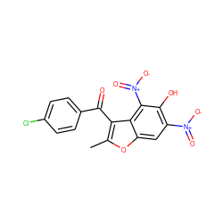 Cc1oc2cc([N+](=O)[O-])c(O)c([N+](=O)[O-])c2c1C(=O)c1ccc(Cl)cc1 ZINC000001296628