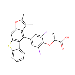 Cc1oc2cc3sc4ccccc4c3c(-c3cc(I)c(O[C@H](C)C(=O)O)c(I)c3)c2c1C ZINC000003974960