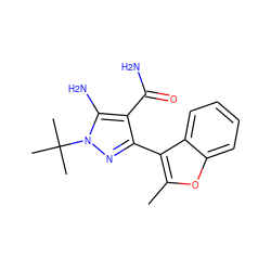 Cc1oc2ccccc2c1-c1nn(C(C)(C)C)c(N)c1C(N)=O ZINC000103252532