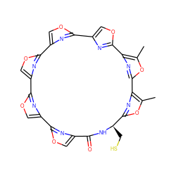 Cc1oc2nc1-c1nc(co1)-c1nc(co1)-c1nc(co1)-c1nc(co1)-c1nc(co1)C(=O)N[C@H](CS)c1nc-2c(C)o1 ZINC000299823821