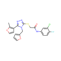 Cc1occc1-c1nnc(SCC(=O)Nc2ccc(F)c(Cl)c2)n1Cc1ccco1 ZINC000013512522