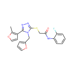 Cc1occc1-c1nnc(SCC(=O)Nc2ccccc2F)n1Cc1ccco1 ZINC000004860637