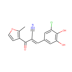 Cc1occc1C(=O)/C(C#N)=C/c1cc(O)c(O)c(Cl)c1 ZINC000008238381