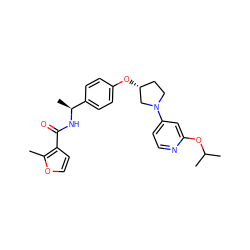 Cc1occc1C(=O)N[C@@H](C)c1ccc(O[C@@H]2CCN(c3ccnc(OC(C)C)c3)C2)cc1 ZINC000169709407