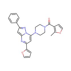 Cc1occc1C(=O)N1CCN(c2cc(-c3ccco3)nc3cc(-c4ccccc4)nn23)CC1 ZINC000095570248