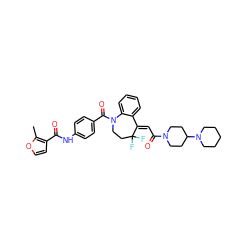 Cc1occc1C(=O)Nc1ccc(C(=O)N2CCC(F)(F)/C(=C\C(=O)N3CCC(N4CCCCC4)CC3)c3ccccc32)cc1 ZINC000043064305