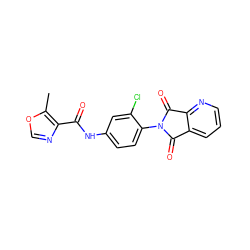 Cc1ocnc1C(=O)Nc1ccc(N2C(=O)c3cccnc3C2=O)c(Cl)c1 ZINC000653696884