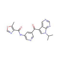 Cc1ocnc1C(=O)Nc1cncc(C(=O)c2cn(C(C)C)c3ncncc23)c1 ZINC000169707997