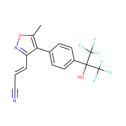 Cc1onc(/C=C/C#N)c1-c1ccc(C(O)(C(F)(F)F)C(F)(F)F)cc1 ZINC000034290542