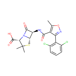 Cc1onc(-c2c(Cl)cccc2Cl)c1C(=O)N[C@@H]1C(=O)N2[C@H]1SC(C)(C)[C@@H]2C(=O)O ZINC000002015281