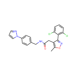 Cc1onc(-c2c(Cl)cccc2Cl)c1CC(=O)NCc1ccc(-n2cccn2)cc1 ZINC000072170991