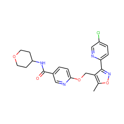 Cc1onc(-c2ccc(Cl)cn2)c1COc1ccc(C(=O)NC2CCOCC2)cn1 ZINC000142010262