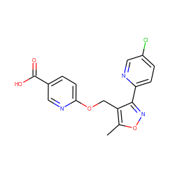 Cc1onc(-c2ccc(Cl)cn2)c1COc1ccc(C(=O)O)cn1 ZINC000141390192