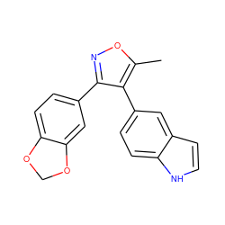 Cc1onc(-c2ccc3c(c2)OCO3)c1-c1ccc2[nH]ccc2c1 ZINC000012474310