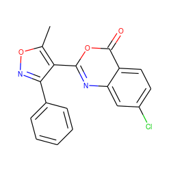 Cc1onc(-c2ccccc2)c1-c1nc2cc(Cl)ccc2c(=O)o1 ZINC000000097991