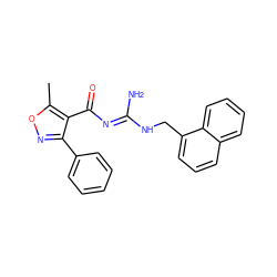 Cc1onc(-c2ccccc2)c1C(=O)/N=C(\N)NCc1cccc2ccccc12 ZINC000034775657