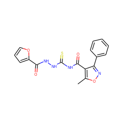 Cc1onc(-c2ccccc2)c1C(=O)NC(=S)NNC(=O)c1ccco1 ZINC000002245917