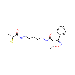 Cc1onc(-c2ccccc2)c1C(=O)NCCCCCNC(=O)[C@@H](C)S ZINC000096283426