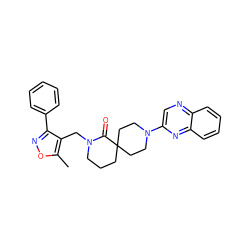 Cc1onc(-c2ccccc2)c1CN1CCCC2(CCN(c3cnc4ccccc4n3)CC2)C1=O ZINC000096173072