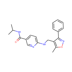 Cc1onc(-c2ccccc2)c1CNc1ccc(C(=O)NC(C)C)cn1 ZINC000142690479