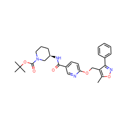 Cc1onc(-c2ccccc2)c1COc1ccc(C(=O)N[C@@H]2CCCN(C(=O)OC(C)(C)C)C2)cn1 ZINC000143137589