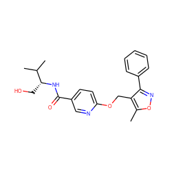 Cc1onc(-c2ccccc2)c1COc1ccc(C(=O)N[C@H](CO)C(C)C)cn1 ZINC000142654663