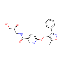 Cc1onc(-c2ccccc2)c1COc1ccc(C(=O)NC[C@@H](O)CO)cn1 ZINC000142312366