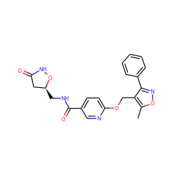 Cc1onc(-c2ccccc2)c1COc1ccc(C(=O)NC[C@H]2CC(=O)NO2)cn1 ZINC000143146000