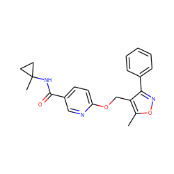 Cc1onc(-c2ccccc2)c1COc1ccc(C(=O)NC2(C)CC2)cn1 ZINC000143253803