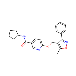 Cc1onc(-c2ccccc2)c1COc1ccc(C(=O)NC2CCCC2)cn1 ZINC000141235028