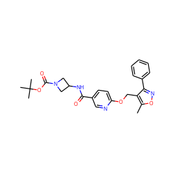 Cc1onc(-c2ccccc2)c1COc1ccc(C(=O)NC2CN(C(=O)OC(C)(C)C)C2)cn1 ZINC000141328675