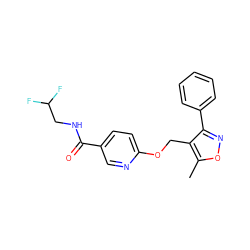 Cc1onc(-c2ccccc2)c1COc1ccc(C(=O)NCC(F)F)cn1 ZINC000142801219