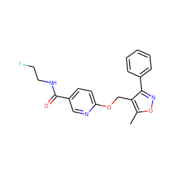 Cc1onc(-c2ccccc2)c1COc1ccc(C(=O)NCCF)cn1 ZINC000142248260