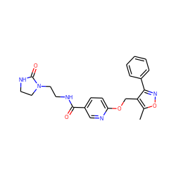 Cc1onc(-c2ccccc2)c1COc1ccc(C(=O)NCCN2CCNC2=O)cn1 ZINC000141327835