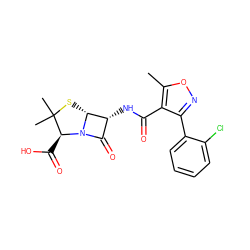 Cc1onc(-c2ccccc2Cl)c1C(=O)N[C@@H]1C(=O)N2[C@@H](C(=O)O)C(C)(C)S[C@H]12 ZINC000003875417