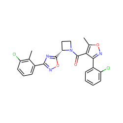 Cc1onc(-c2ccccc2Cl)c1C(=O)N1CC[C@H]1c1nc(-c2cccc(Cl)c2C)no1 ZINC000218114645