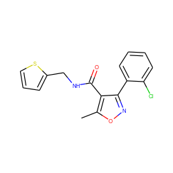 Cc1onc(-c2ccccc2Cl)c1C(=O)NCc1cccs1 ZINC000000204336