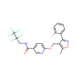 Cc1onc(-c2ccccc2F)c1COc1ccc(C(=O)NCC(F)(F)C(F)(F)F)cn1 ZINC000141252057