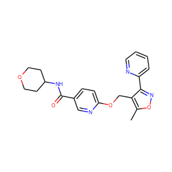 Cc1onc(-c2ccccn2)c1COc1ccc(C(=O)NC2CCOCC2)cn1 ZINC000143261364