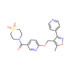 Cc1onc(-c2ccncc2)c1COc1ccc(C(=O)N2CCS(=O)(=O)CC2)cn1 ZINC000141071379