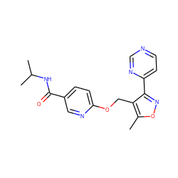 Cc1onc(-c2ccncn2)c1COc1ccc(C(=O)NC(C)C)cn1 ZINC000143018090