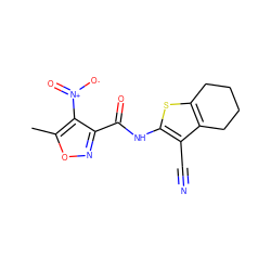 Cc1onc(C(=O)Nc2sc3c(c2C#N)CCCC3)c1[N+](=O)[O-] ZINC000004937455