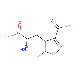 Cc1onc(C(=O)O)c1C[C@H](N)C(=O)O ZINC000002047740