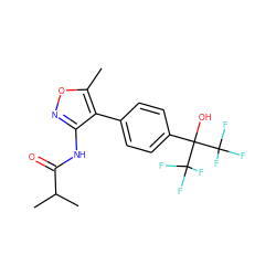 Cc1onc(NC(=O)C(C)C)c1-c1ccc(C(O)(C(F)(F)F)C(F)(F)F)cc1 ZINC000028569224