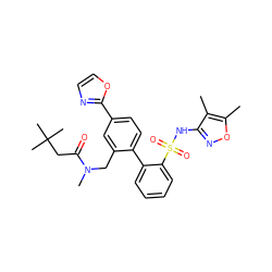 Cc1onc(NS(=O)(=O)c2ccccc2-c2ccc(-c3ncco3)cc2CN(C)C(=O)CC(C)(C)C)c1C ZINC000001481808