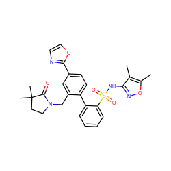 Cc1onc(NS(=O)(=O)c2ccccc2-c2ccc(-c3ncco3)cc2CN2CCC(C)(C)C2=O)c1C ZINC000001489619