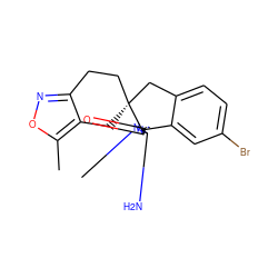 Cc1onc2c1C[C@]1(CC2)Cc2ccc(Br)cc2[C@]12N=C(N)N(C)C2=O ZINC000201205935