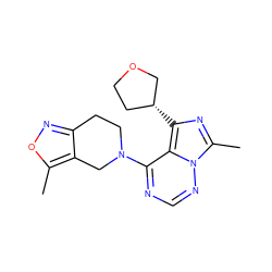 Cc1onc2c1CN(c1ncnn3c(C)nc([C@@H]4CCOC4)c13)CC2 ZINC000169711664